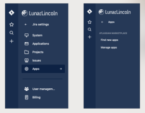 JIRA Cloud App Menus