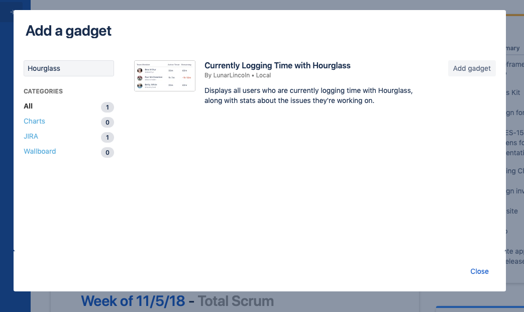 Hourglass Dashboard Gadget